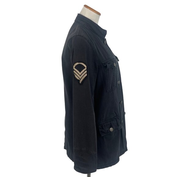 Urban Outfitters Washed Black Patched & Pockets Button Front Military Jacket - Picture 8 of 13